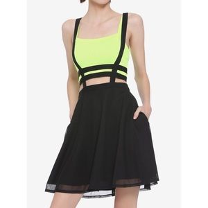 Hot Topic Black Cage & Mesh Suspender Skirt Size XL NWT * has pockets*